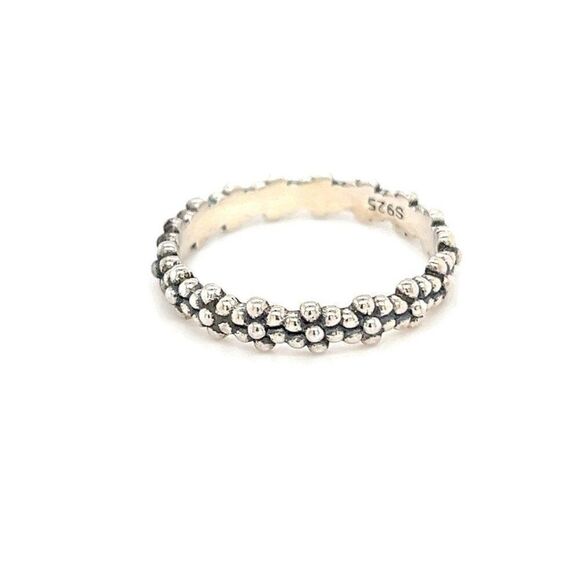 Silver 925 Flower Link Band Ring - Picture 1 of 10
